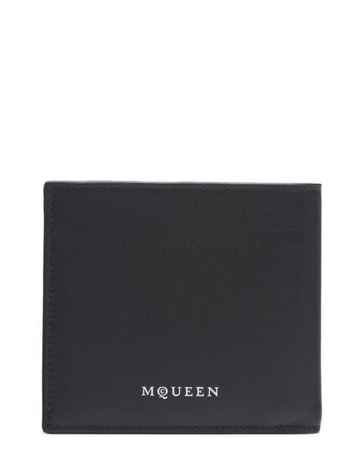 McQueen Black Leather Biffold Wallet for men