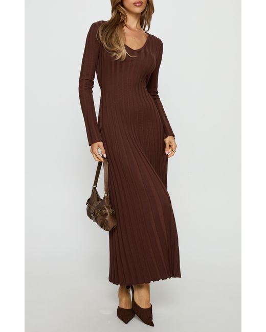 brown sweater dress maxi Princess Polly Gratuita Long Sleeve Rib in Floral Embroidered Flounce Dress Size:US16W fitguide-MTO Midi dress side slits
