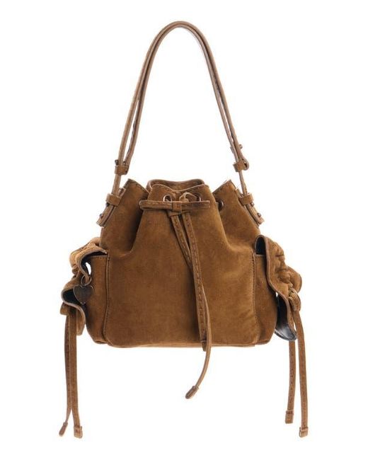 Acne Brown Mini Multipocket Suede Bucket Bag