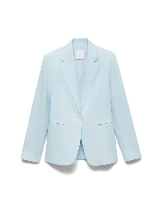 Mango Blue Boreli Linen Blazer