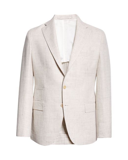 Eleventy White Houndstooth Linen & Wool Sport Coat for men