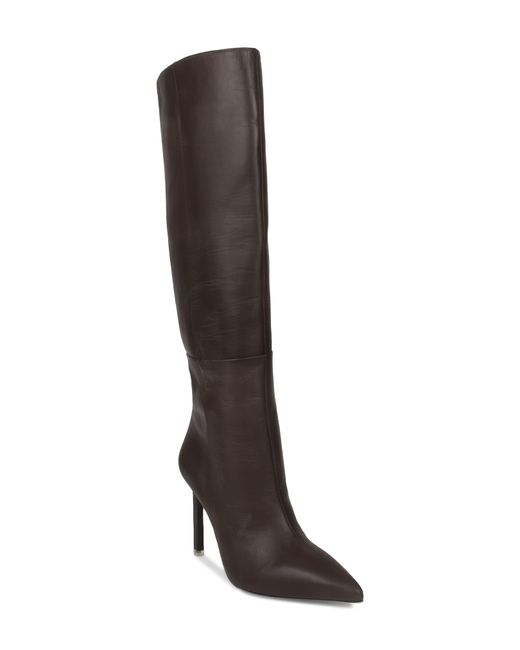 Black Suede Studio Black Taylor Croc Embossed Pointed Toe Boot