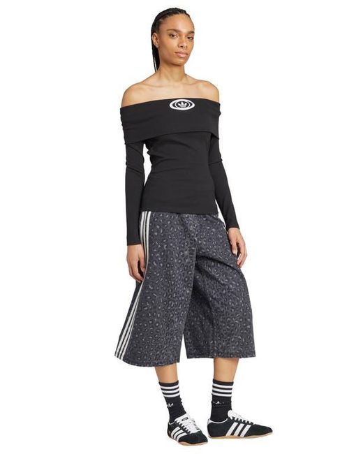 adidas Originals Campus 2000 Off The Shoulder Top in Black