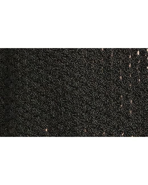 Donna Karan Black Open Stitch Cap Sleeve Sweater