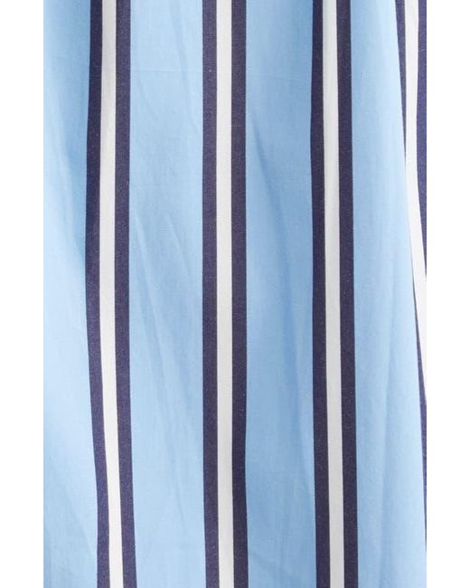 L'Agence Blue Jubilee Stripe Belted Long Sleeve Cotton Shirtdress
