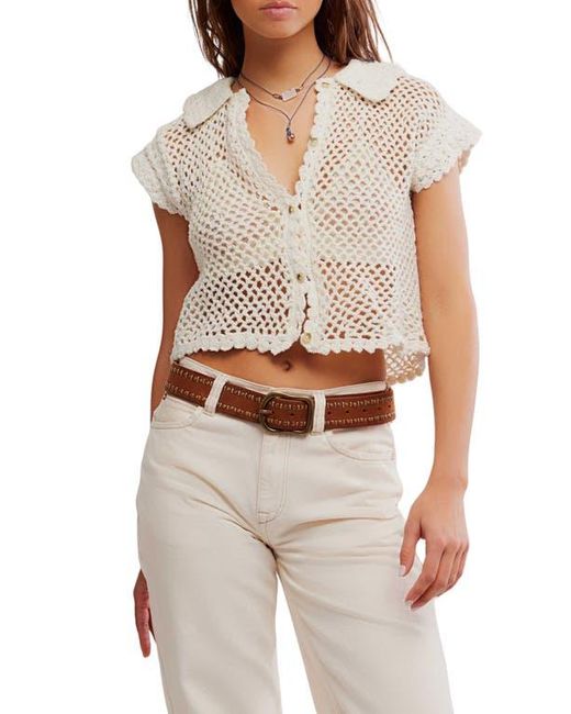 Free People Multicolor Lily Crop Crochet Cardigan