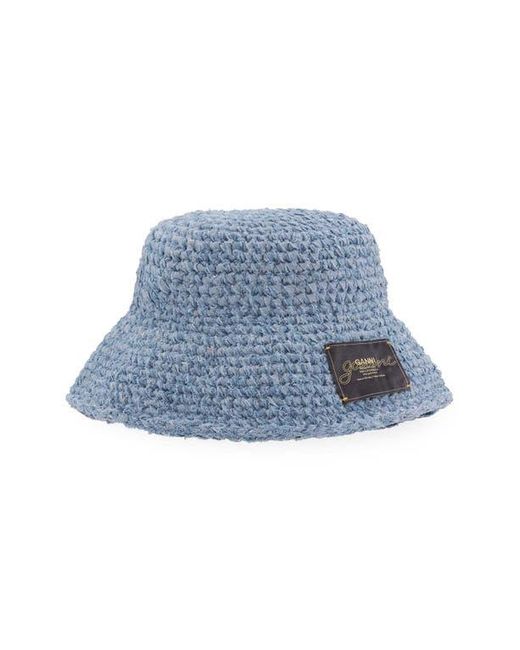 Ganni Blue Hand-Knit Denim Bucket Hat