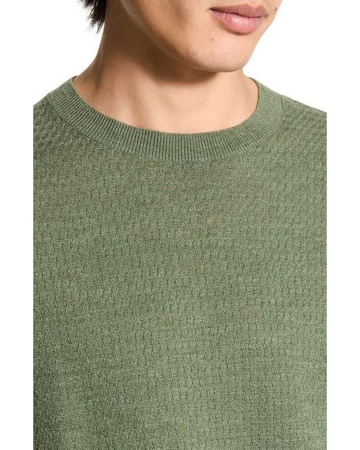 Theory Green Kolben Short Sleeve Linen & Cotton Blend Crewneck Sweater for men