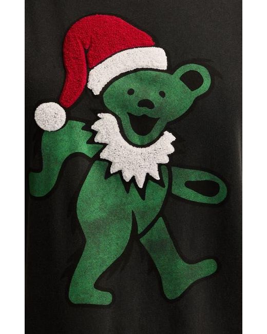 Lucky Brand Black Grateful Dead Santa Bear Cotton Graphic T-Shirt