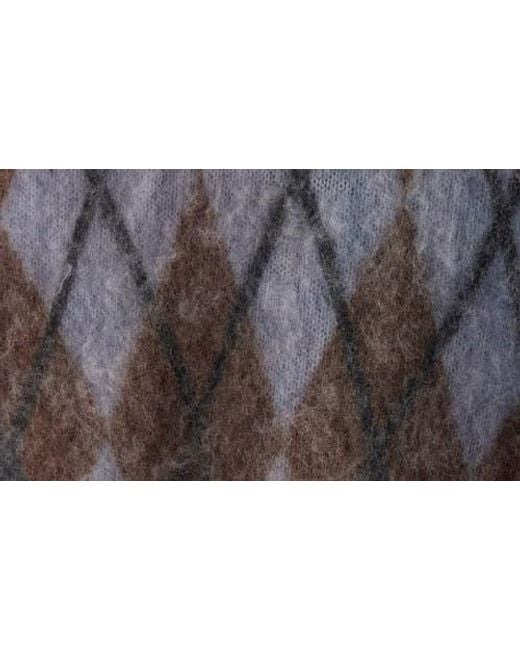 Acne Brown Katcher Argyle Mohair & Wool Blend Cardigan