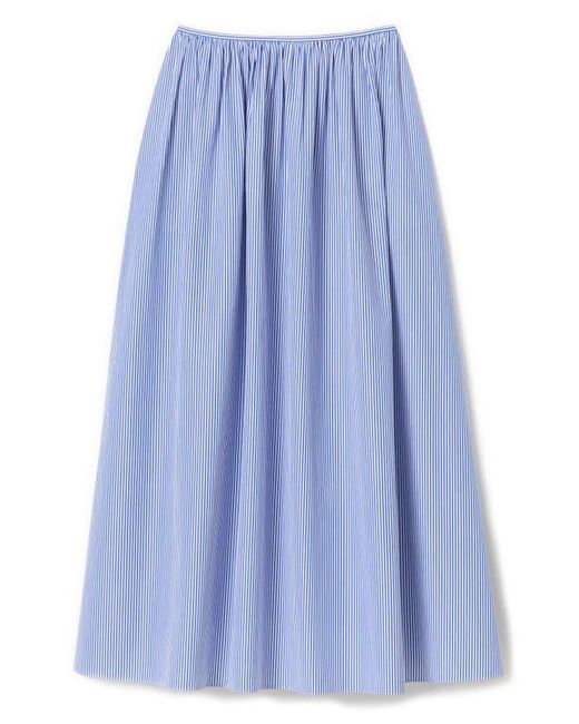 Lafayette 148 New York Blue Stripe Cotton Poplin Skirt
