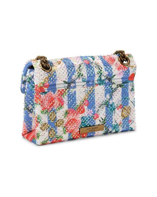 Kurt Geiger Blue Mini Kensington Crystal Embellished Fabric Crossbody Bag