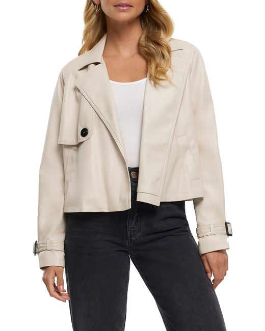 River Island Natural Faux Leather Crop Trench Coat