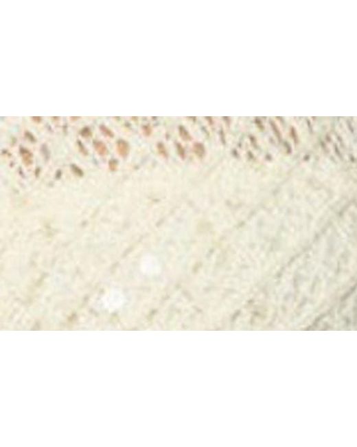 Edikted Brown Sheer Net Sequin Split Front Top