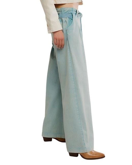 Free People Blue Julien Wide Leg Chino Pants