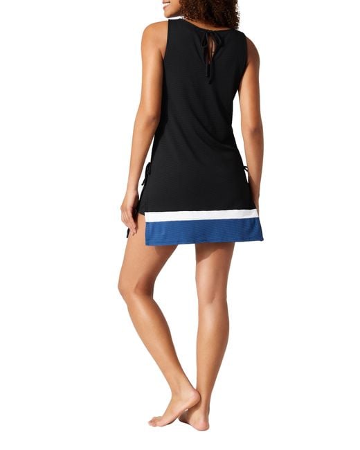 Tommy Bahama Black Island Cays Colorblock Piqué Cover-up Skirted Romper