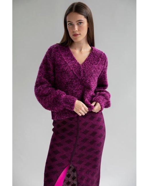 SSKEIN Purple V Neck Boucle Pullover