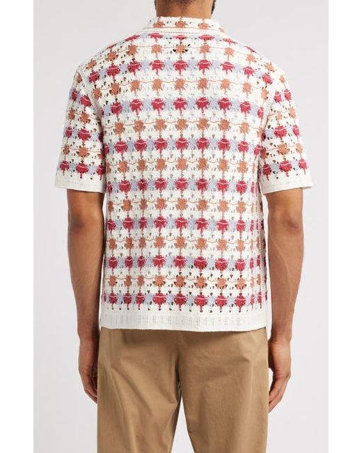 Wax London Red Porto Short Sleeve Cotton Blend Button-Up Shirt for men