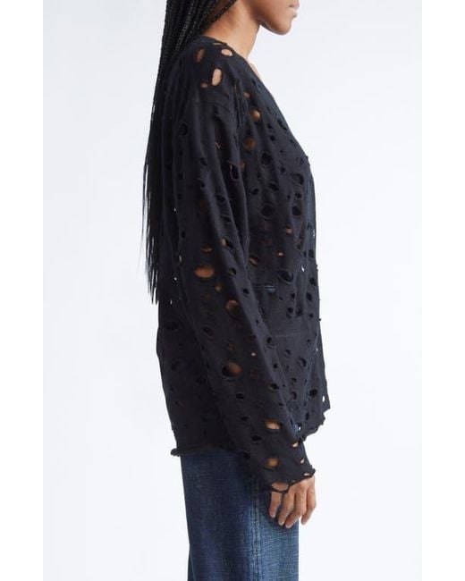 R13 Brown Ripped Merio Wool Boyfrined Cardigan