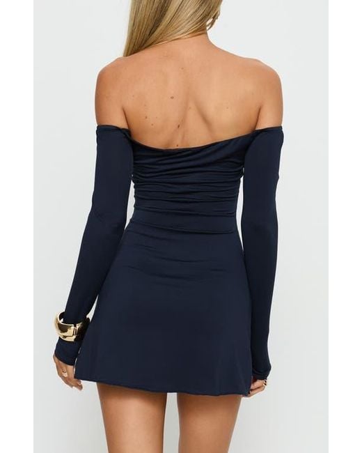 Princess Polly Women's Blue Imeralda Off The Shoulder Long Sleeve Minidress