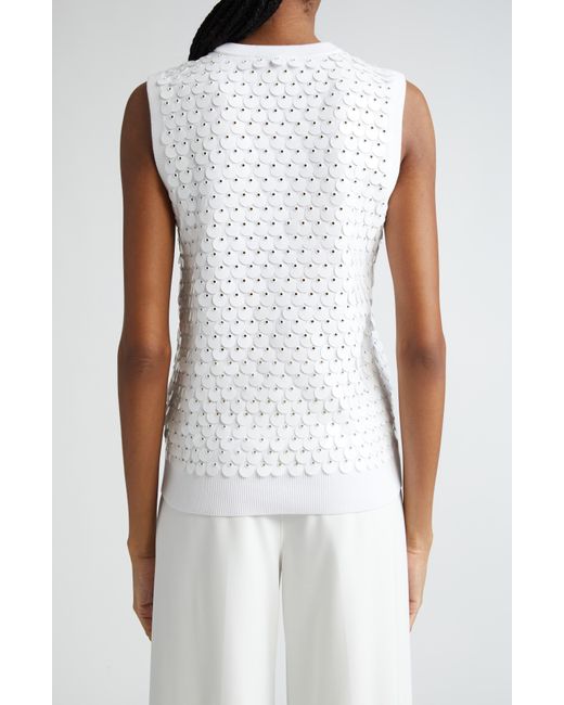 Michael Kors White Paillette Embellished Sleeveless Sweater