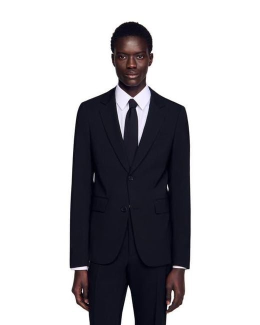Sandro Blue Virgin Wool Suit Jacket for men