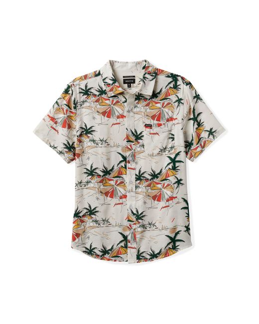 Brixton Multicolor Charter Classic Fit Tropical Print Short Sleeve Slub Button-up Shirt for men