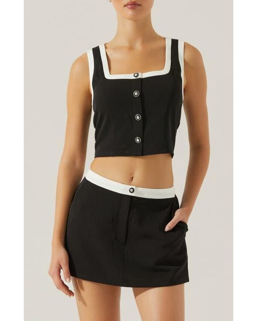 Astr Black Rory Crop Button-Up Tank