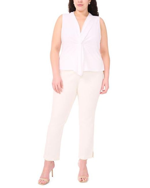 Halogen® White Twist Front Sleeveless Cotton Knit Top