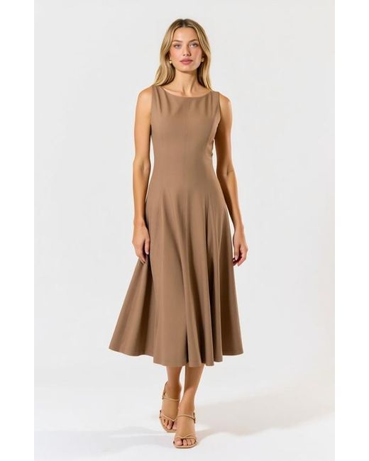 slim fit dress slacks Boat Neck Open Back Fit and Flare Mini Dress – Selected main image 0
