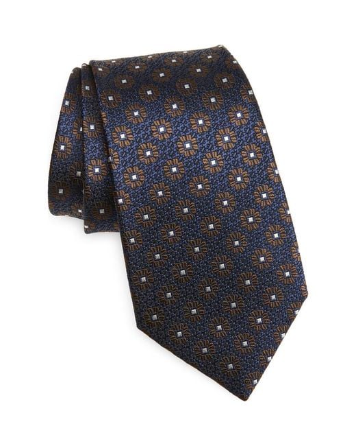 Zegna Black Floral Silk Jacquard Tie for men