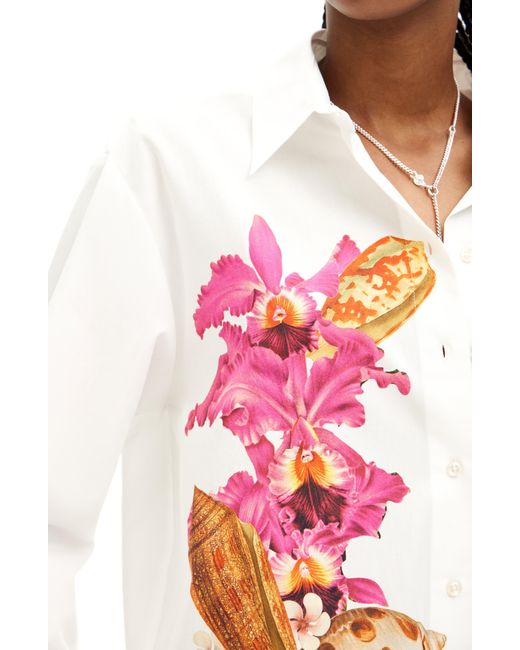 Desigual White Cam Shell Lacroix Button-up Shirt