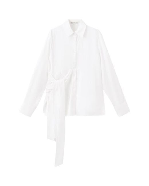 Mango White Side Knot Shirt