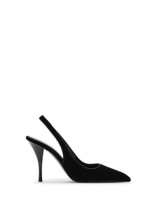 Mango Black Velvet Pointed Toe Slingback Pump