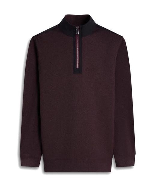 Bugatchi Black Quarter Zip Pullover for men