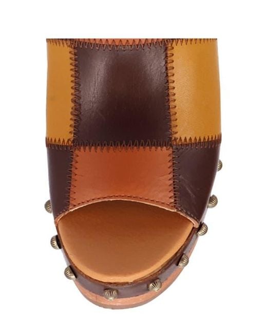 Dingo Brown Mosaic Platform Slide Sandal