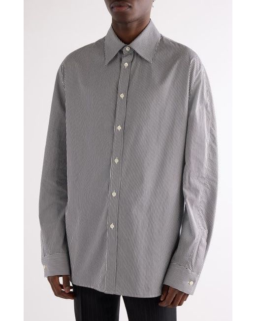 Givenchy Gray Twisted Sleeve Stripe Cotton Overshirt for men