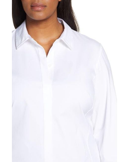 Lafayette 148 New York White Pandita Chain Trim Blouse