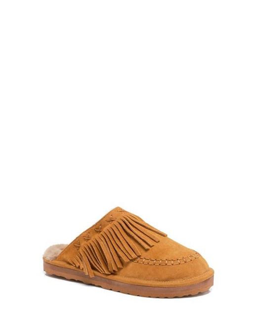 Free People Fallon Fringe Faux Fur Mule Slipper in Brown | Lyst
