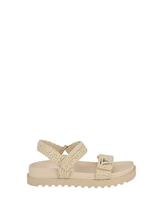 Guess Fabrica Raffia Sandal in Natural | Lyst