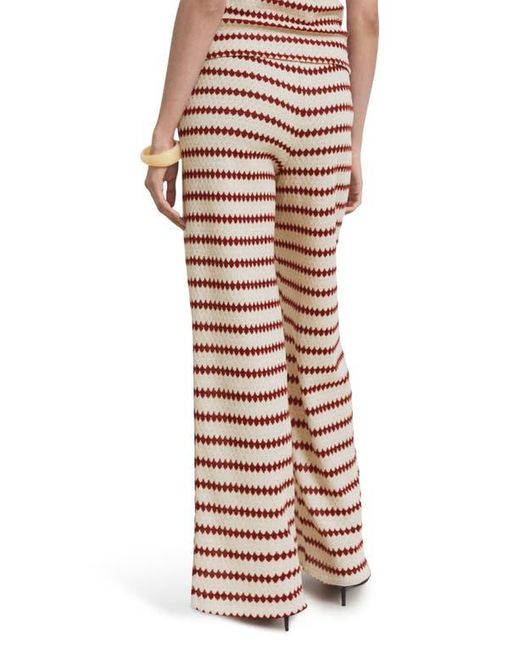Mango Red Wavy Stripe Knit Pull-On Straight Leg Pants