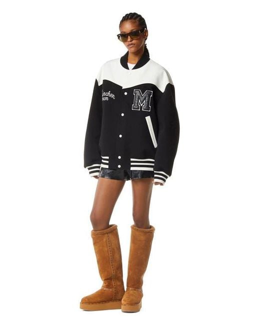 MCM Black Munchen Ponte Varsity Jacket for men