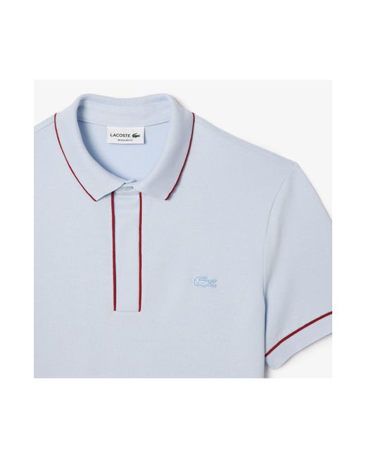 Lacoste White Regular Fit Tipped Piqué Polo for men