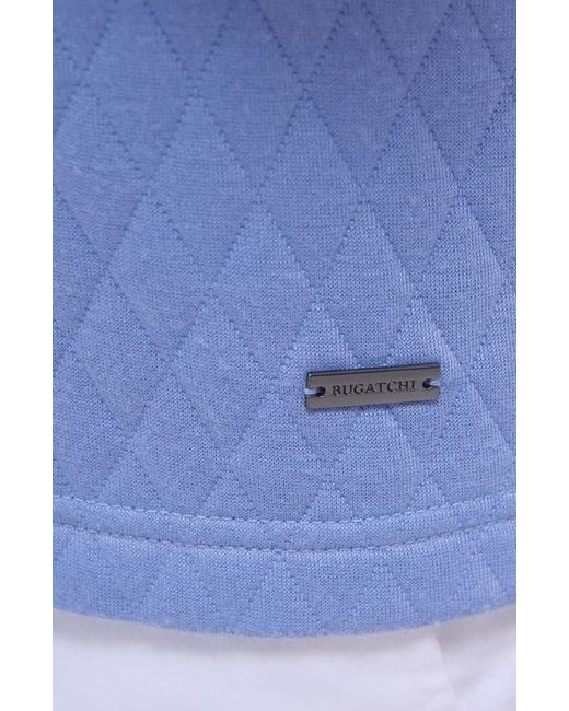 Bugatchi Blue Quilted Quarter Zip Performance Pullover for men