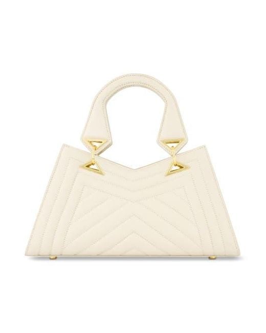 Mac Duggal Natural Quilted Napa Leather Angular Handbag
