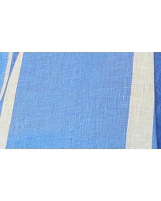 Beach Riot Blue Cassidy Stripe Button-Up Linen Cover-Up Shirt