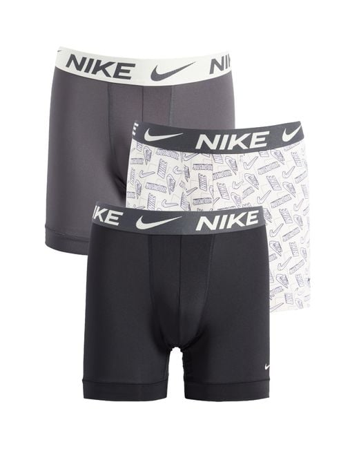 Nike Gray 3-pack Dri-fit Essential Micro Boxer Briefs for men