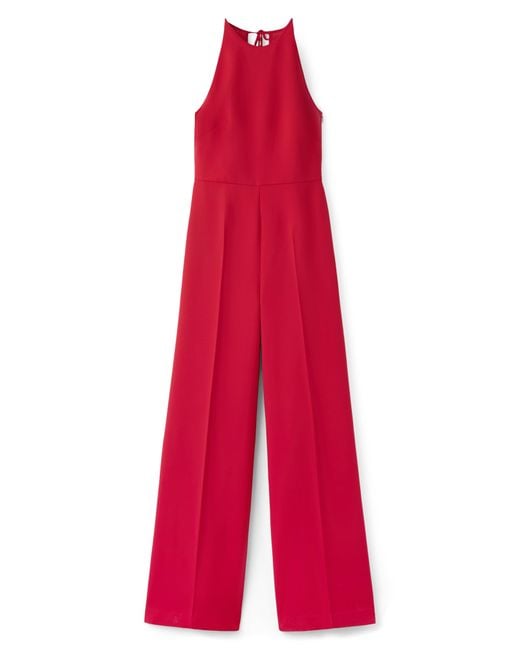 Mango Red Open Back Halter Neck Jumpsuit
