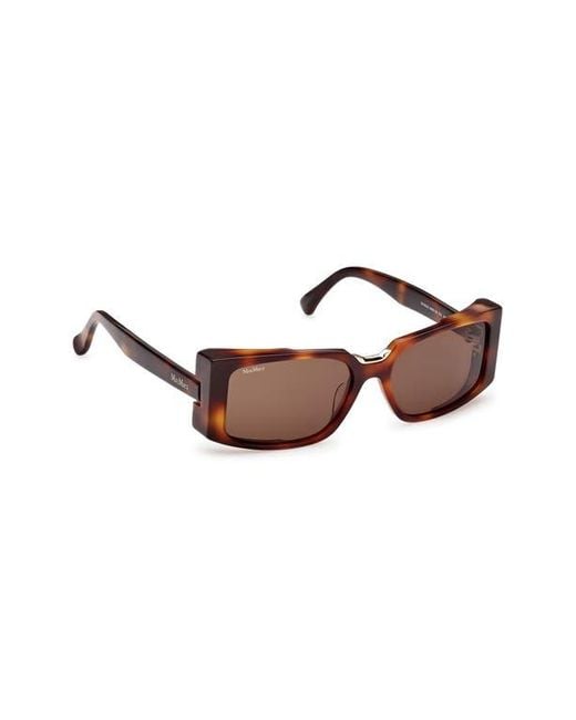Max Mara Brown Spark 54Mm Rectangular Sunglasses