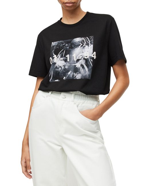 AllSaints Lena Floral Boyfriend Graphic Tee in Black Lyst
